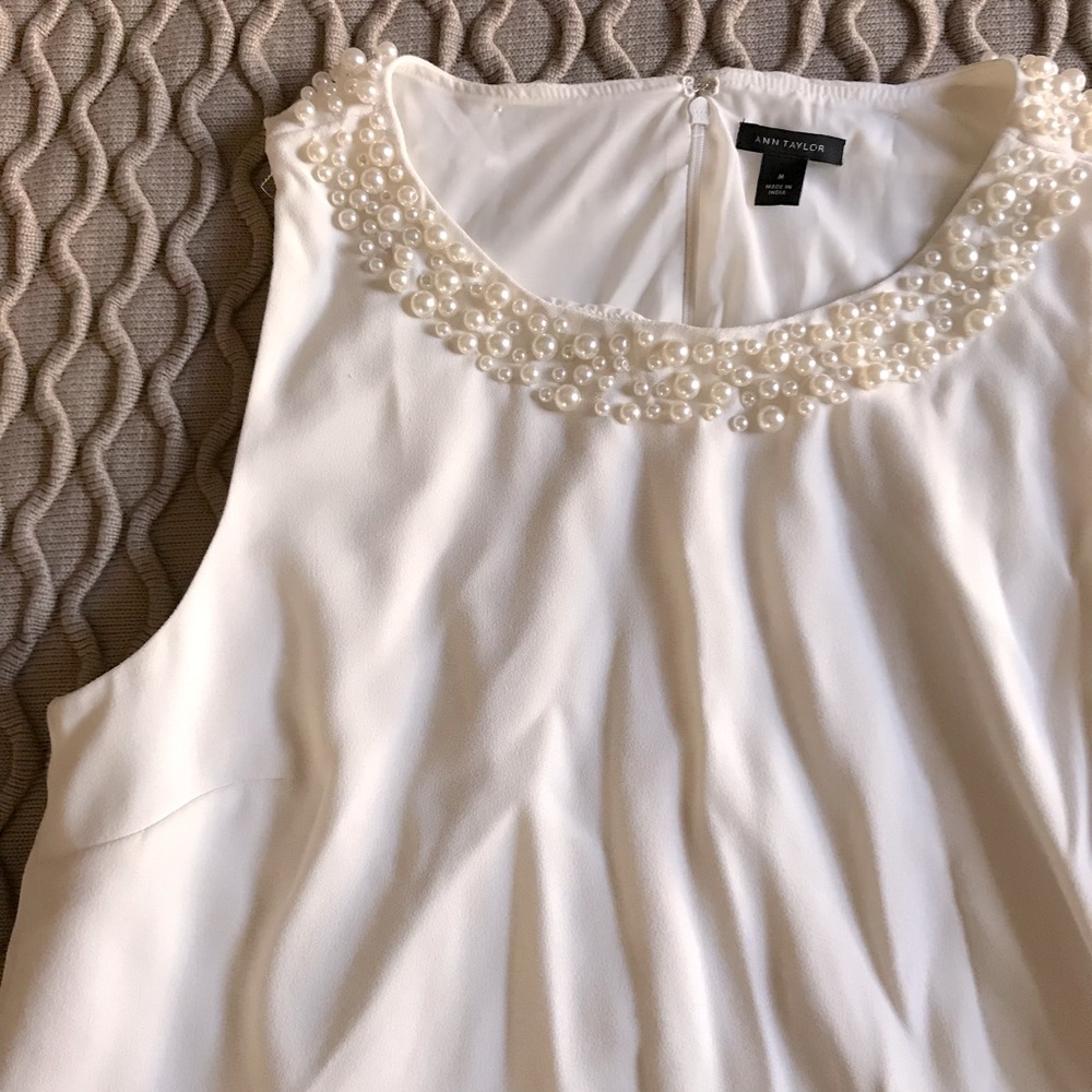 Ann Taylor Pearl Blouse Beaded